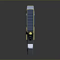 Detailed Futuristic Sci-Fi Weapon 3D Model With Geometric Patterns And White Blue Yellow Red Accents