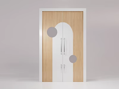 Modern Double Door Design With Wooden Panels And Circular Accents 3d model