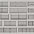Various Metal Railings Showcasing Decorative Patterns And Simple Designs In Different Styles 3d model