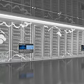 Data Center Server Racks With Digital Screens And Network Equipment Setup 3d model