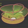 Golden Metal Fan Shaped Decorative Light With Circular Base And Modern Design