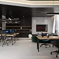Modern Public Office Space With Open Layout Sofa Area Desks And City View