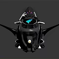 Futuristic Black Motorcycle With Sleek Design Blue Glowing Accents And Sci Fi Rider