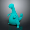 Turquoise Cartoon Dinosaur Toy With Round Body Short Limbs And Curved Tail