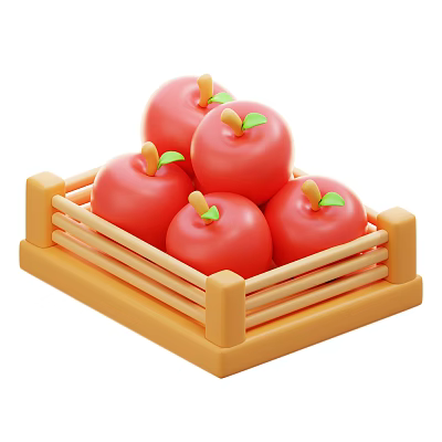Fresh Ripe Red Apples with Green Leaves Arranged in a Wooden Crate 3d model Fresh Ripe Red Apples with Green Leaves Arranged in a Wooden Crate 3d model