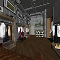 Modern Clothing Store Interior With Clothing Racks Decorative Paintings And Leather Sofa
