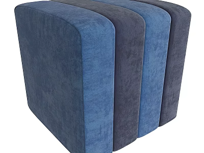 Modern Upholstered Ottoman Footstools in Blue and Gray for Living Room Decor 3d model