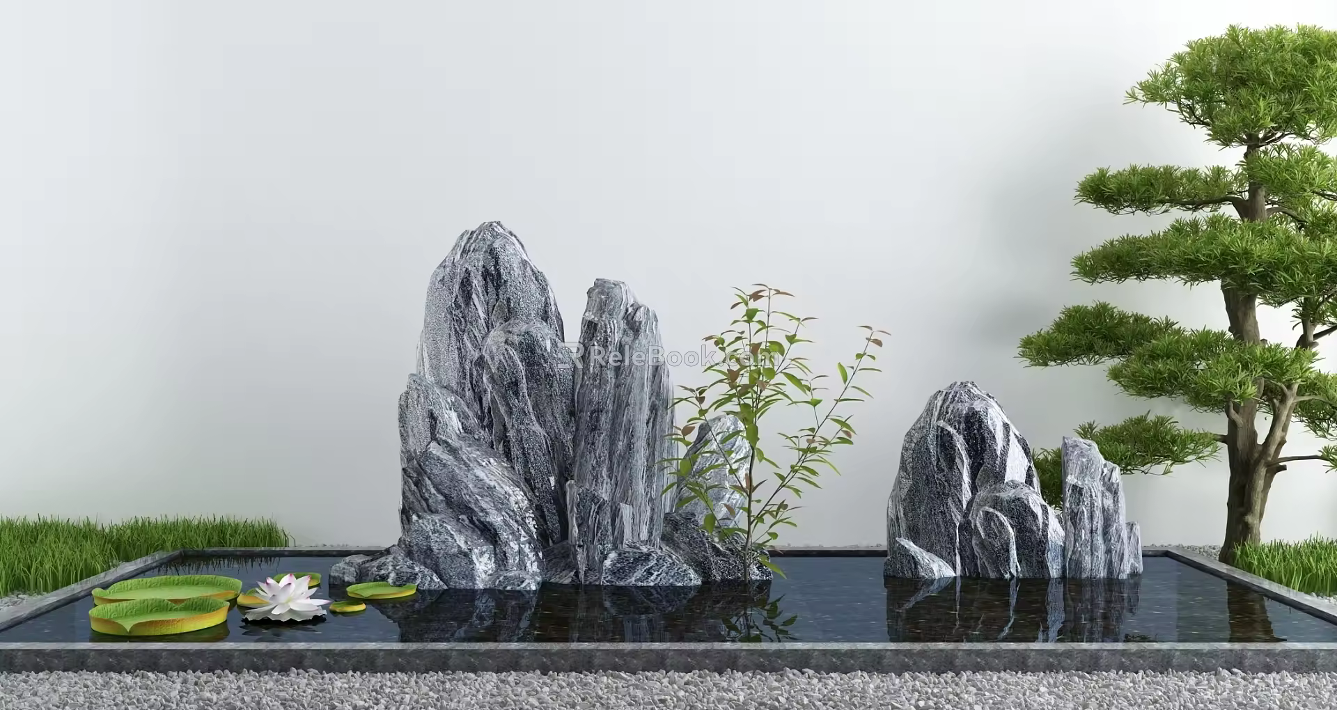 Courtyard landscape sketch 3d model