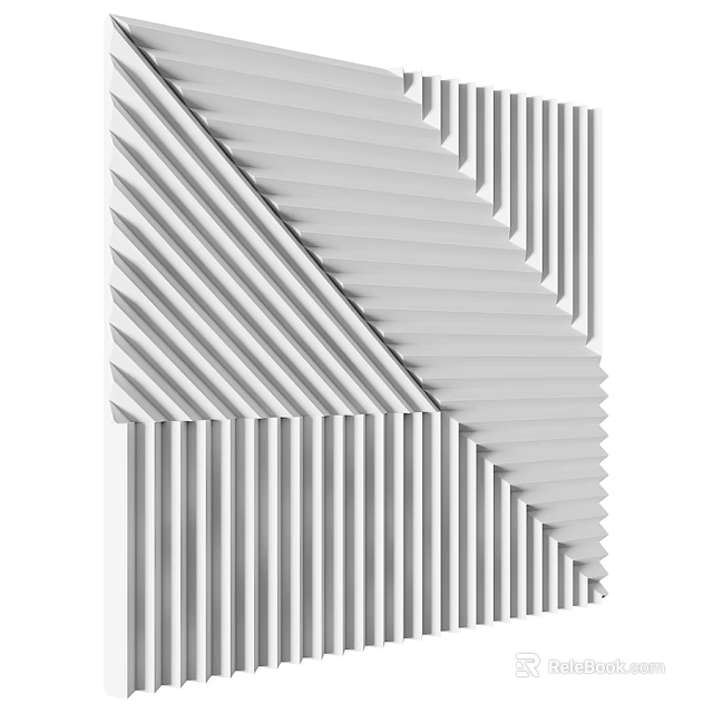 Modern Geometric 3D Wall Design With Textured Stripes And Architectural Panels 3d model 