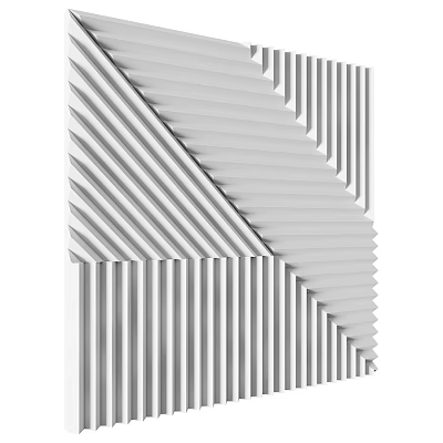 Modern Geometric 3D Wall Design With Textured Stripes And Architectural Panels 3d model