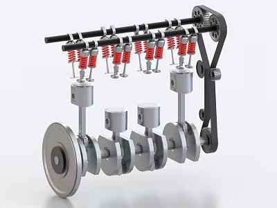 Industrial Equipment Crankshaft Assembly Featuring Pistons Springs And Mechanical Parts 3d model
