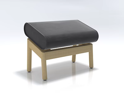 Black Cushioned Sofa Bench With Light Wood Legs For Living Room Decor 3d model