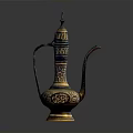 Vintage Traditional Decorative Brass Teapot With Blue Gold Intricate Patterns