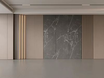 Modern Minimalist Interior Background Wall With Gray Marble Texture Lighting Strips And Decorative Strips 3d model