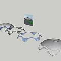 Modern Architecture Landscape Architecture Sunglasses Airplane Sea 3d model