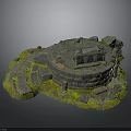 Ancient Circular Stone Ruins Structure Surrounded By Mossy Stones And Green Grass