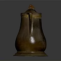Vintage Copper Pitcher With Decorative Lid Handle And Reflective Surface On Dark Background 3d model