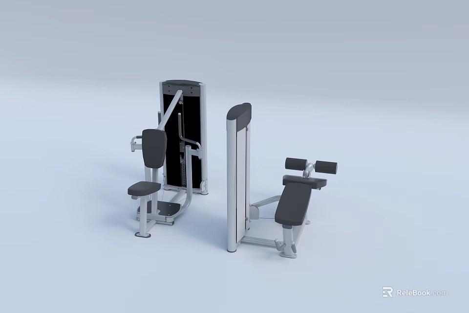 Modern Sports Equipment For Home Gym Upper Body Workout With Metal Frame And Black Seats 3d model 