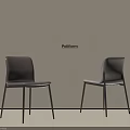 Poliform Dark Gray And White Dining Chairs With Black Metal Legs Against Light Wall