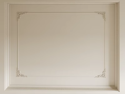 Elegant Ceiling Design With Decorative Panel Moldings And Ornate Corner Accents 3d model