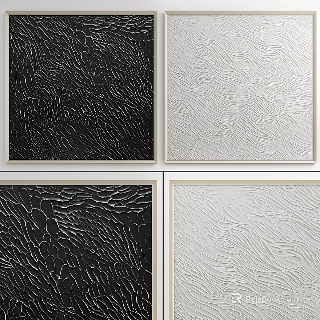 Decorative Picture Frames With Black And White Textured Patterns For Wall Decor 3d model 