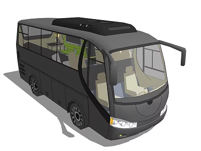 Modern Black Coach Bus Exterior With Spacious Interior And Comfortable Seats 3d model