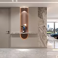Modern Entryway Hallway With Decorative Mirror Niche Marble Wall And Console Table