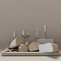 Modern Food Red Wine Food Drink Ornaments Combination 3d model