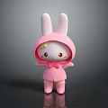 Cute Pink Rabbit Animated Game Character With White Hood Yellow Hair Red Eyes And Bow