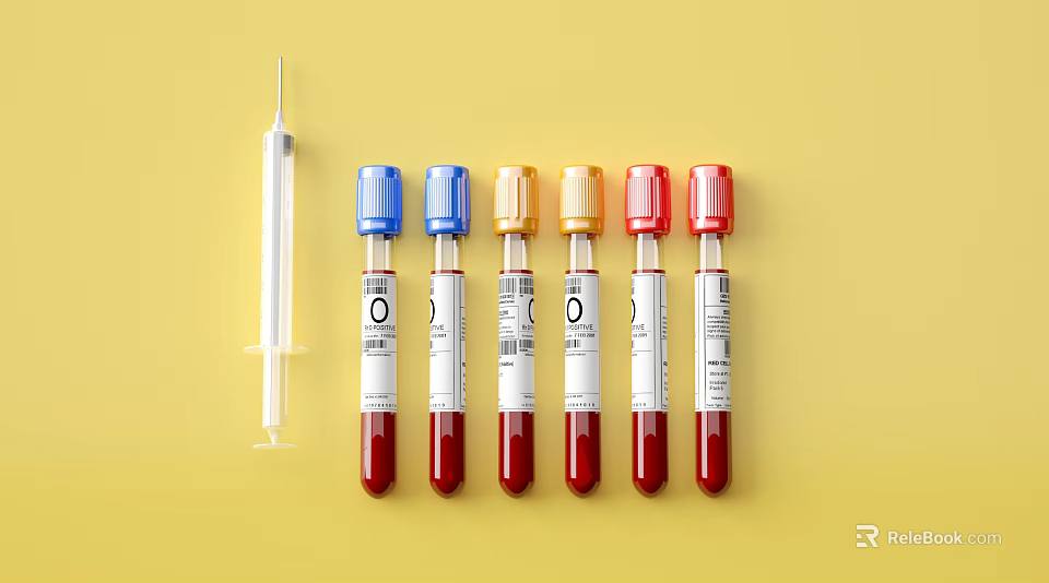 Medical Devices Including Syringe And Multiple Colored Cap Blood Collection Tubes 3d model 