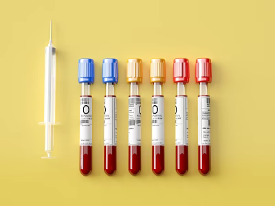 Medical Devices Including Syringe And Multiple Colored Cap Blood Collection Tubes 3d model