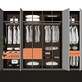 Modern Wardrobe Interior Design With Glass Doors Lighting Hanging Folded Clothes And Shoes