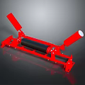 Red Mechanical Conveyor Roller Structure With Black Cylinder And Support Frames 3d model