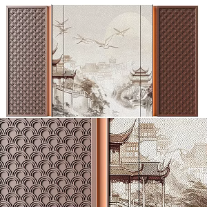 Chinese background wall 3d model