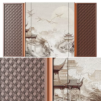 Chinese background wall 3d model