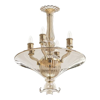 Vintage Chandelier Murano Glass Gold Inclusions Baroque 3d model