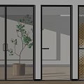 Modern Decorative Glass Doors With Textured Patterns And Black Frames 3d model