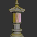 Traditional Stone Outdoor Lantern With Layered Base And Illuminated Lattice Design