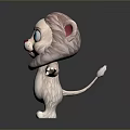 Cute Pink Cartoon Lion Cub Character With Big Blue Eyes And Open Arms