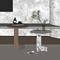 Modern side-to-side marble side-to-side wood grain side-to-side round side-to-side 3d model