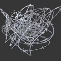Tangled Metal Barbed Wire With Sharp Spikes On Dark Background 3d model