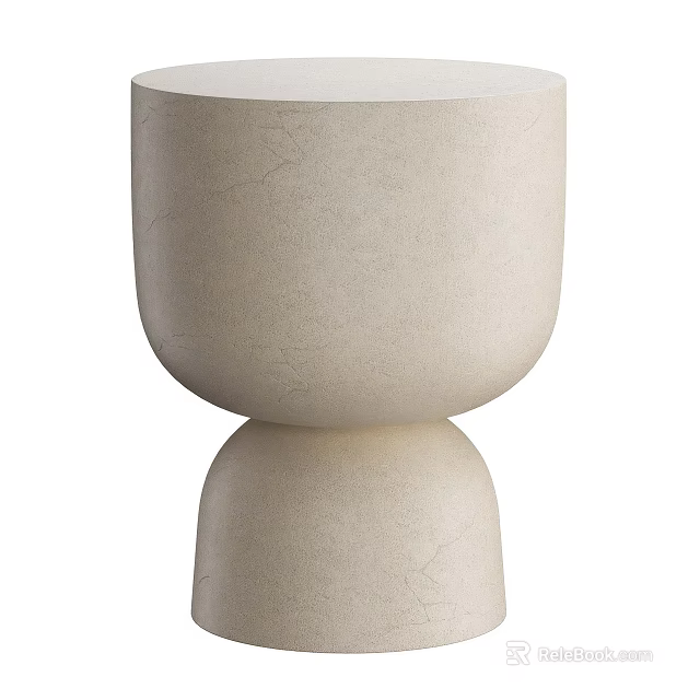 Beige Stone Dining Table With Modern Stacked Cylindrical Base And Subtle Textured Surface 3d model