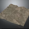Detailed Undulating Terrain Model Featuring Light Brown Gray Mountain Valley Textures