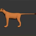 Cartoon Lion With Orange Body Yellow Eyes And Red Tail Tip Standing On Dark Background