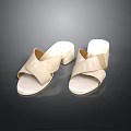 Comfortable Beige Slippers with Cross Strap Design and White Non Slip Sole