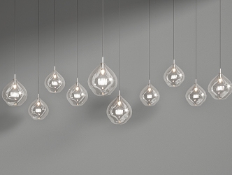 Glass ball chandelier 3d model