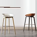 Modern Bar Stools With Wooden And Metal Legs White And Brown Seats