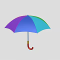 Vibrant Multicolored Umbrella with Red Curved Handle for Daily Use