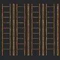 Wooden Ladders With Rustic Design And Natural Wood Structure