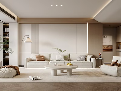 Modern Living Room Interior Design With Sofa Coffee Table And Floor Lamp 3d model